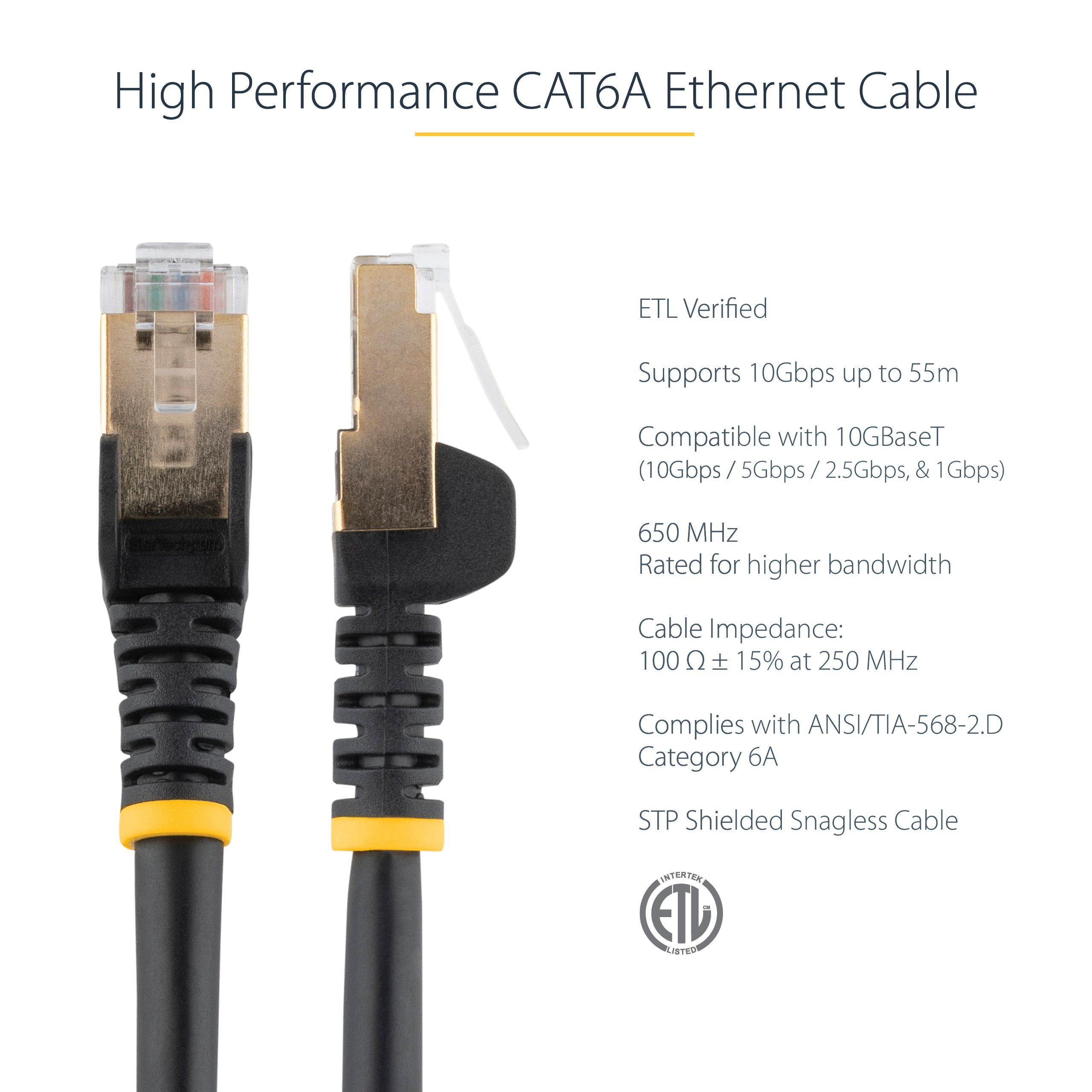 10M CAT6A ETHERNET CABLE BLACK/BLACK - SHIELDED COPPER WIRE_6