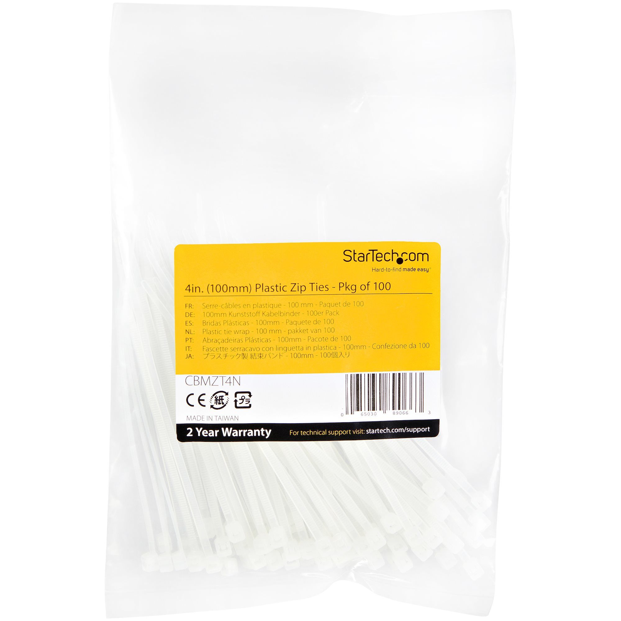 100 PACK 4 CABLE TIES -WHITE/NYLON ZIP TIE WRAPS UL TAA_6