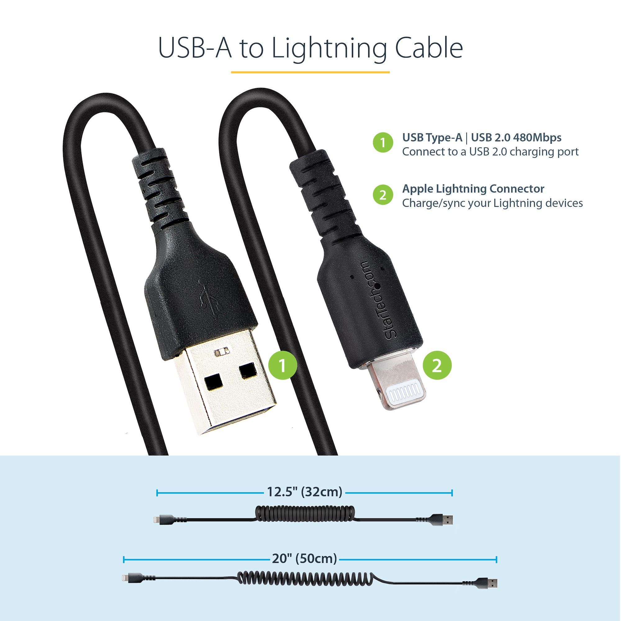 USB TO LIGHTNING CABLE - 50CM/(20IN) COILED CABLE BLACK_8