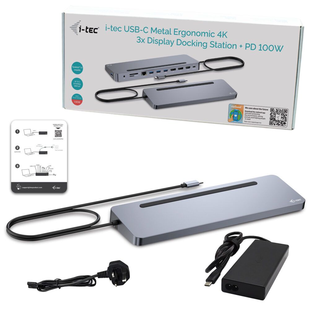 I-TEC USB-C ERGO DOCK + CHARGER/3X LCD + CHARGER 100W (BUNDLE)_3