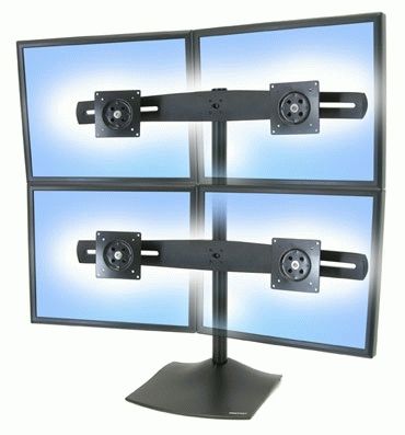 DS100 SERIE QUAD LCD STAND/BLACK MAX 24IN CROSSBAR 4CLAMP_2