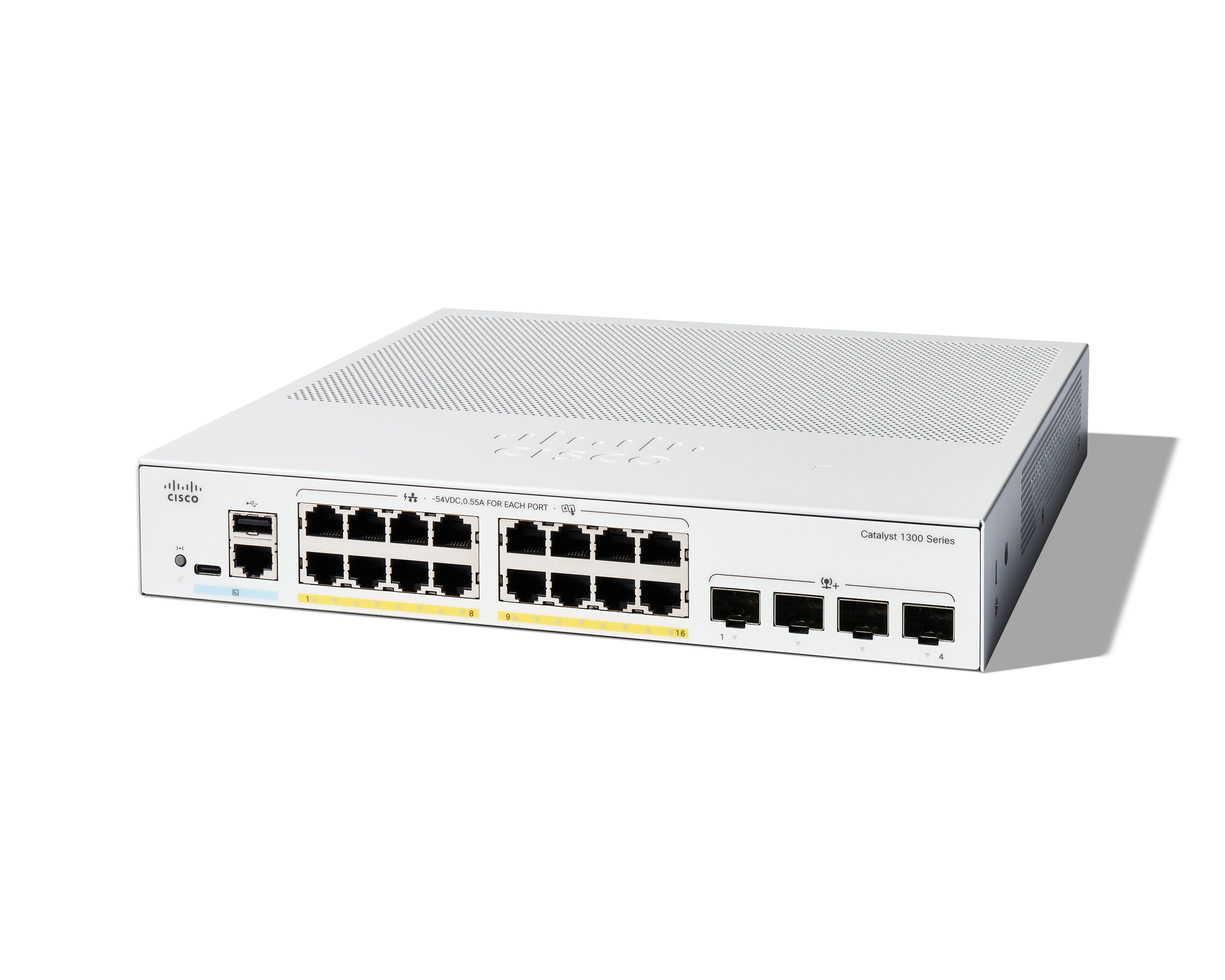Switch Cisco C1300-16P-4X, 16 porturi 10 / 100 / 1000 MBs