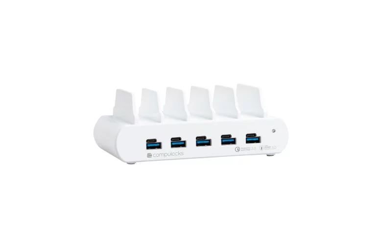5 PORT USB AND USB-C MULTIPLE/TABLET CHARGING STATION WHITE