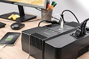 UPS Digitus DN-170110, 600 VA, 360 W, line-interactive, 4x Schuko, 3x C13, 1x RJ45, 1x USB, 12V 7Ah LED, Brick, Negru 