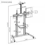 Stand TV mobil Serioux  44-610TW, dimensiuni 1292x717x2327mm, compatibiliate dimensiune ecran 60