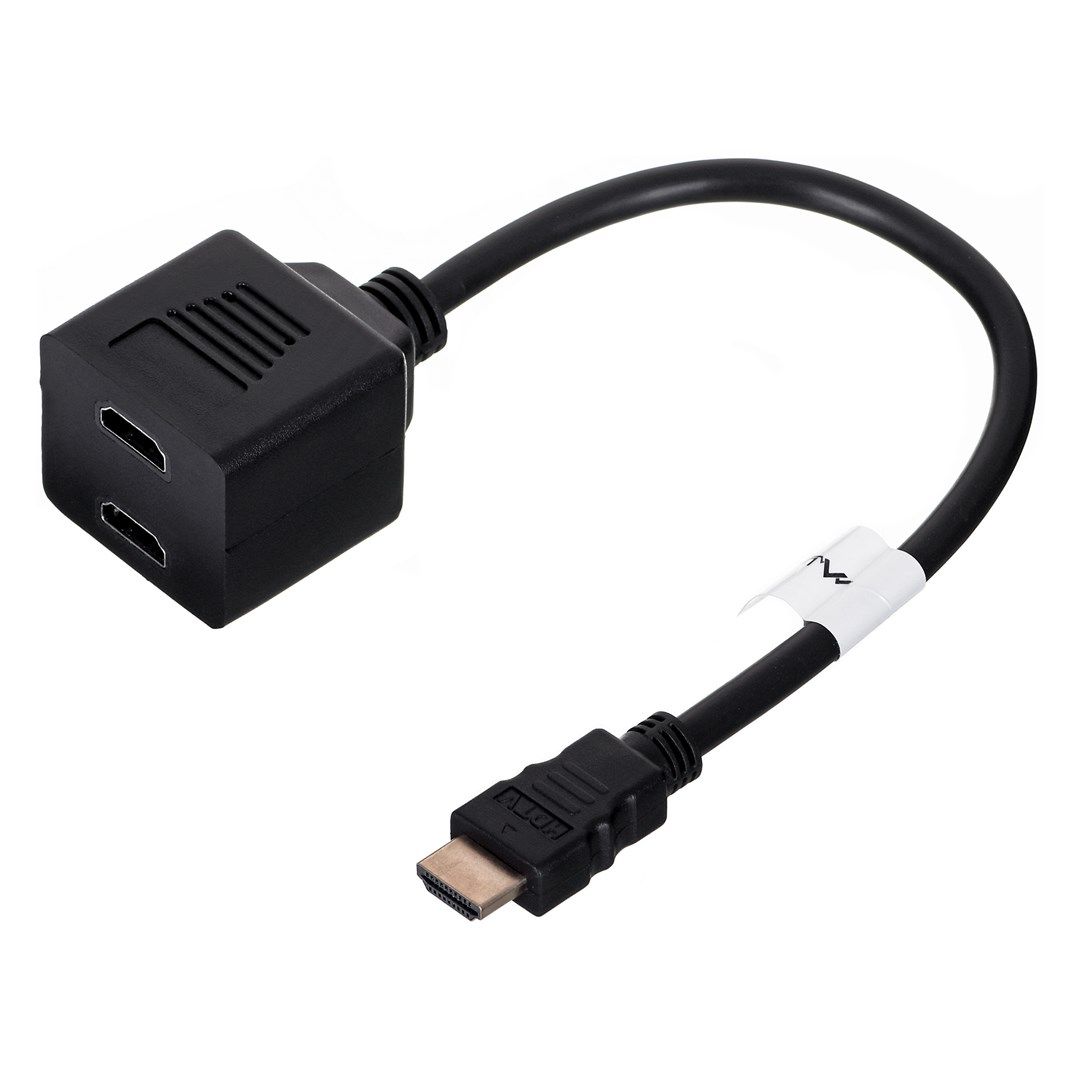 LANBERG AD-0019-BK Lanberg adapter HDMI-AM->HDMI-AF x2 splitter 20cm_2