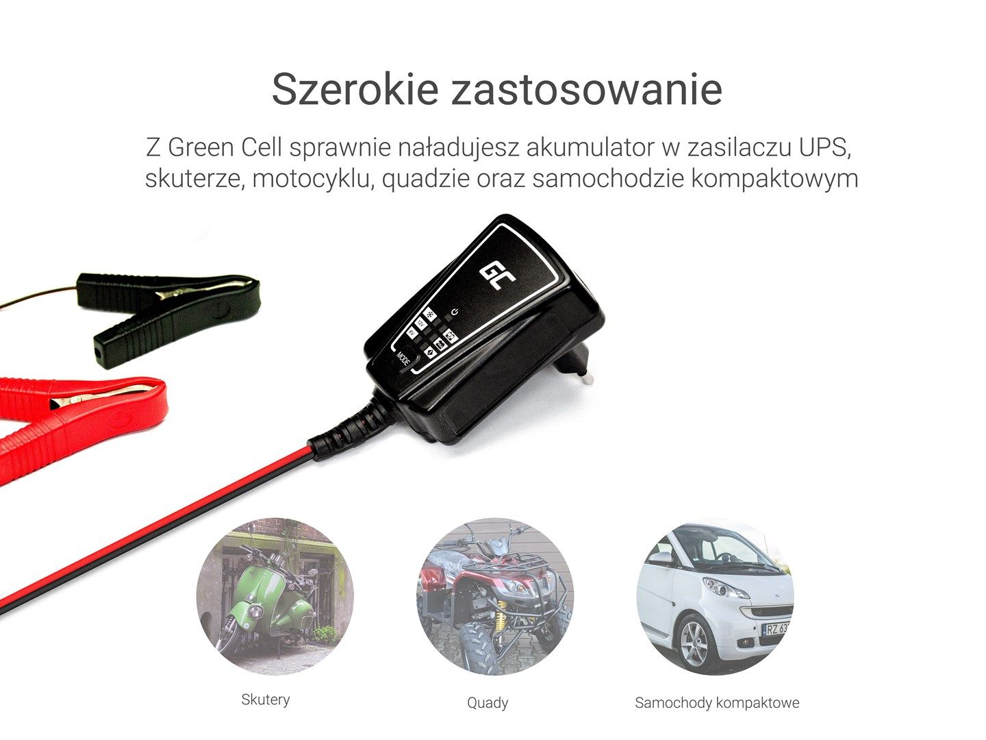 GREENCELL ACAGM06 Automatyczna Ladowarka, Prostownik Green Cell do akumulatorow 6V / 12V (1A)_5