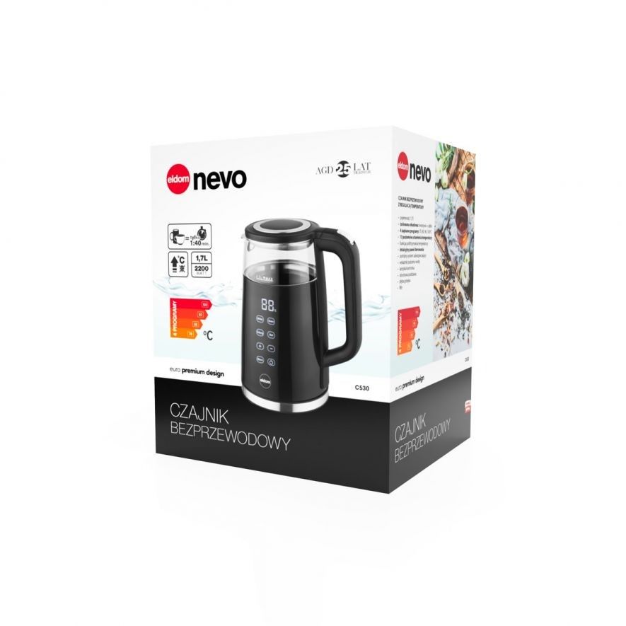 ELDOM C530 NEVO electric kettle 1.7 L 2200 W Black  Transparent_18