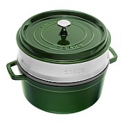 Round cast iron pot with insert Staub - Green  5.25 ltr_1