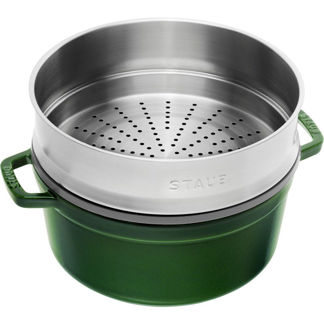 Round cast iron pot with insert Staub - Green  5.25 ltr_2