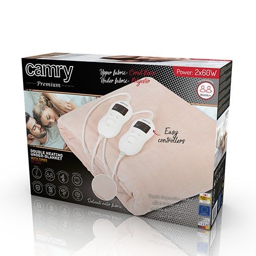 Camry | Electric blanket | CR 7424 | Number of heating levels 8 | Number of persons 2 | Washable | Coral fleece | 2 x 60 W | Beige_6