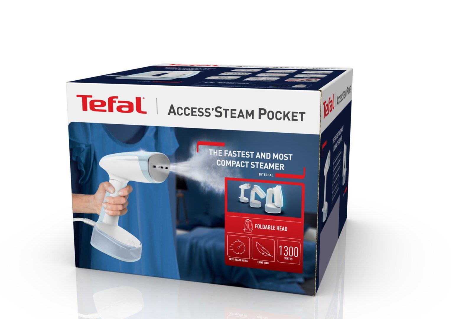 Tefal Access Steam Pocket DT3041 Handheld garment steamer 1300 W Blue  White_11