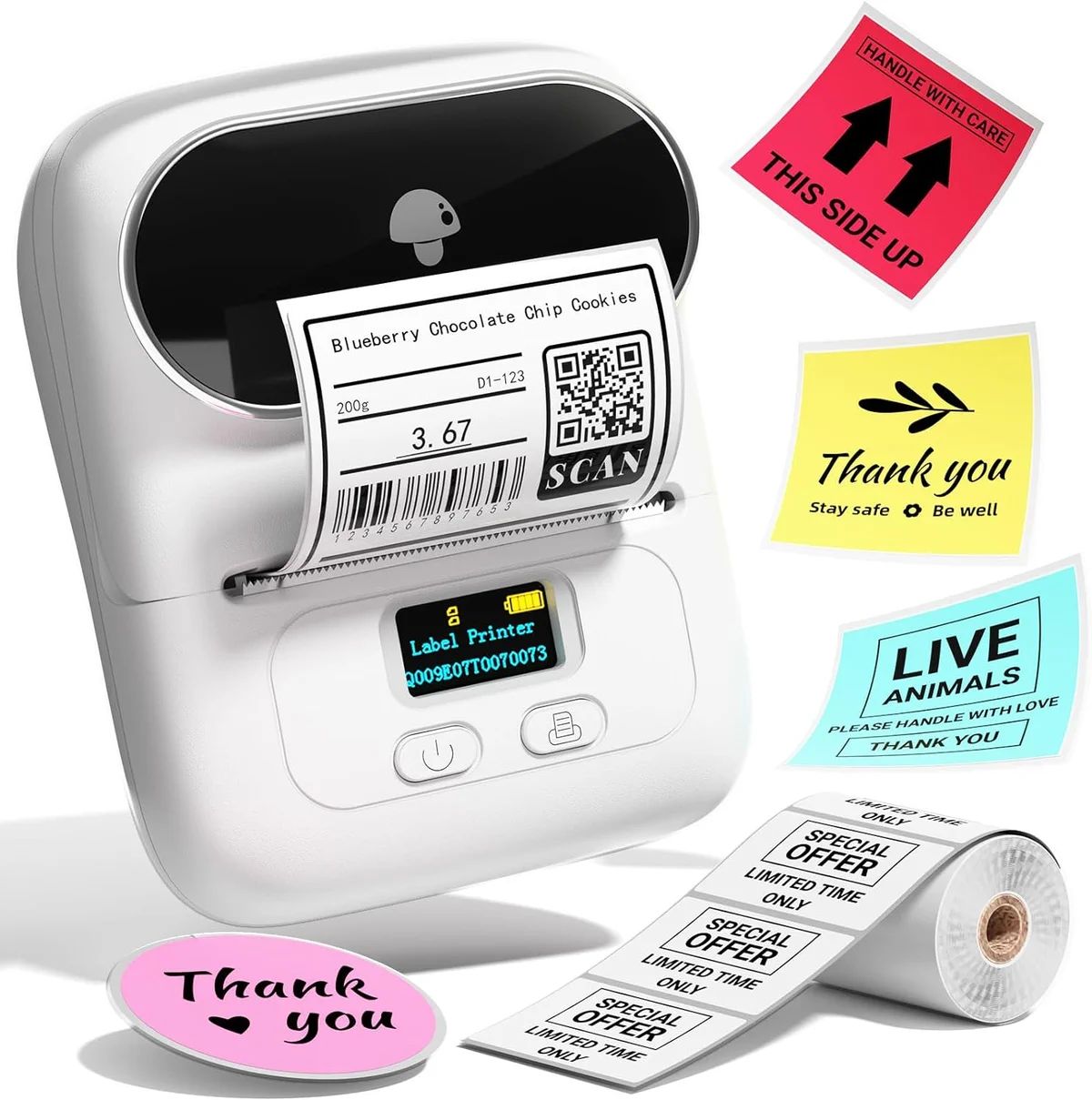 Extralink Mini Printer Labeler | Mini Label Printer | White_2