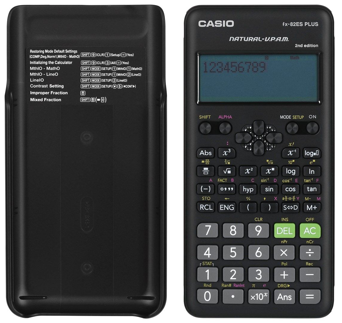 CASIO FX-82ESPLUS-2 CALCULATOR SCIENTIFIC  252 FUNCTIONS  77X162MM  BLACK  BOX_3