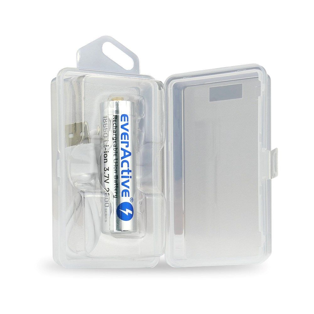 Battery everActive 18650 3.7V Li-ion 2600mAh micro USB with protection BOX_2