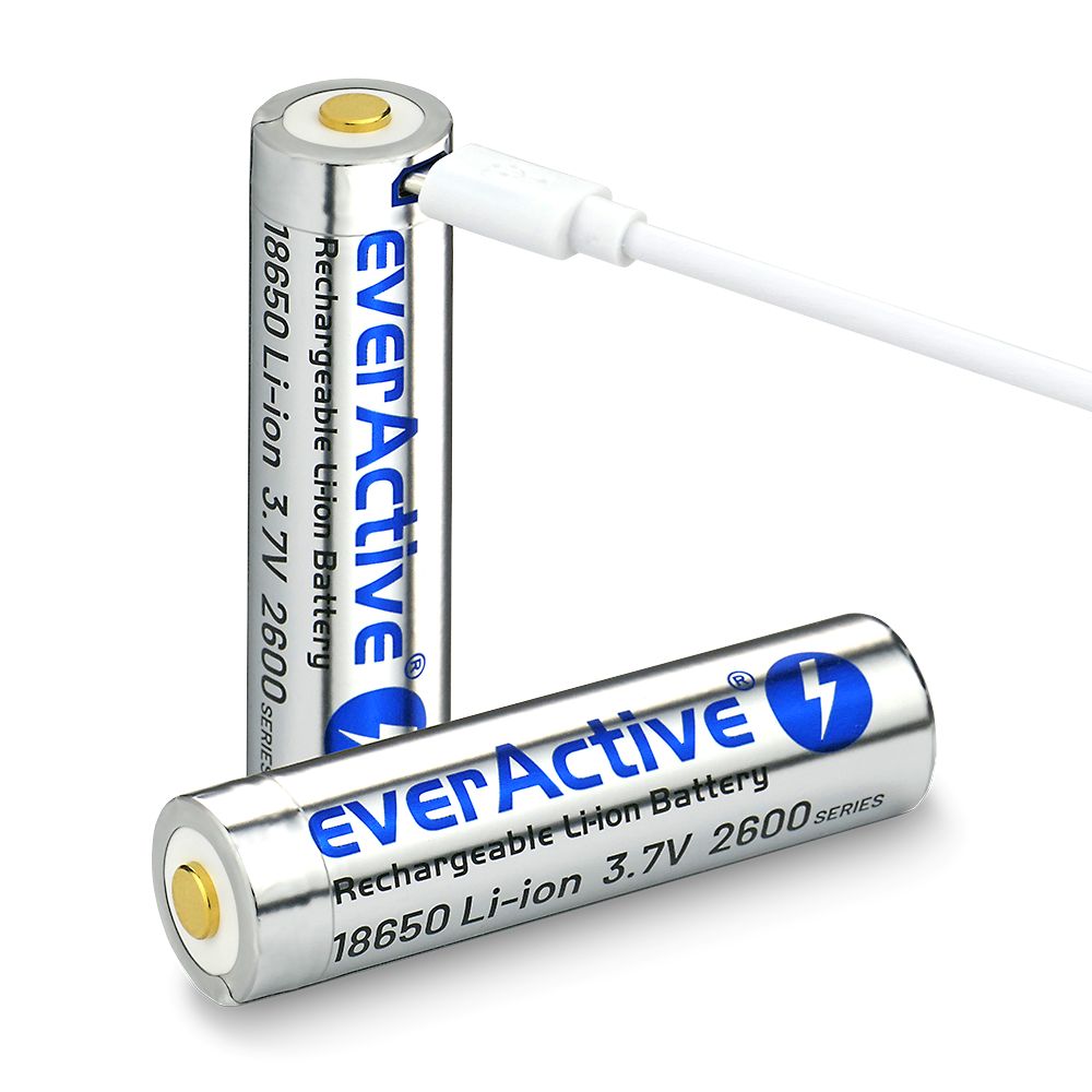 Battery everActive 18650 3.7V Li-ion 2600mAh micro USB with protection BOX_5