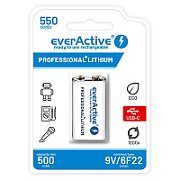 Rechargeable battery  everActive 6F22/9V Li-ion 550 mAh with USB TYPE C_1