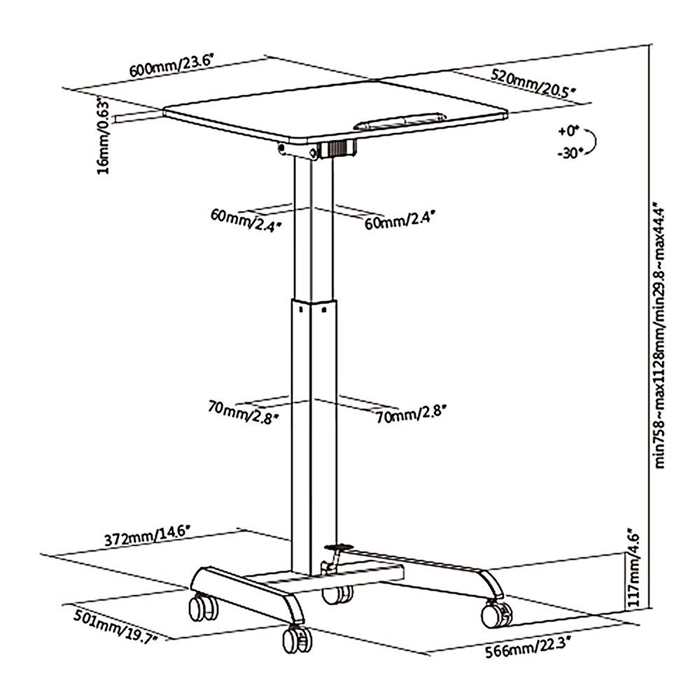 Maclean Laptop Table  Height Adjustable  for Standing Up Work  Max Height 113cm  MC-892B_5