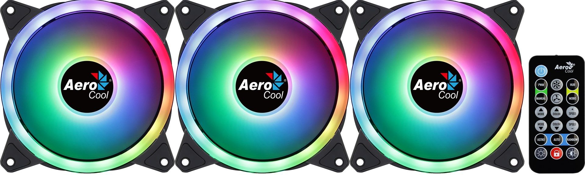 Aerocool DUO12PRO Kit 3xFan 12cm ARGB LED Dual Ring Antivibration 6 Pins Black_2