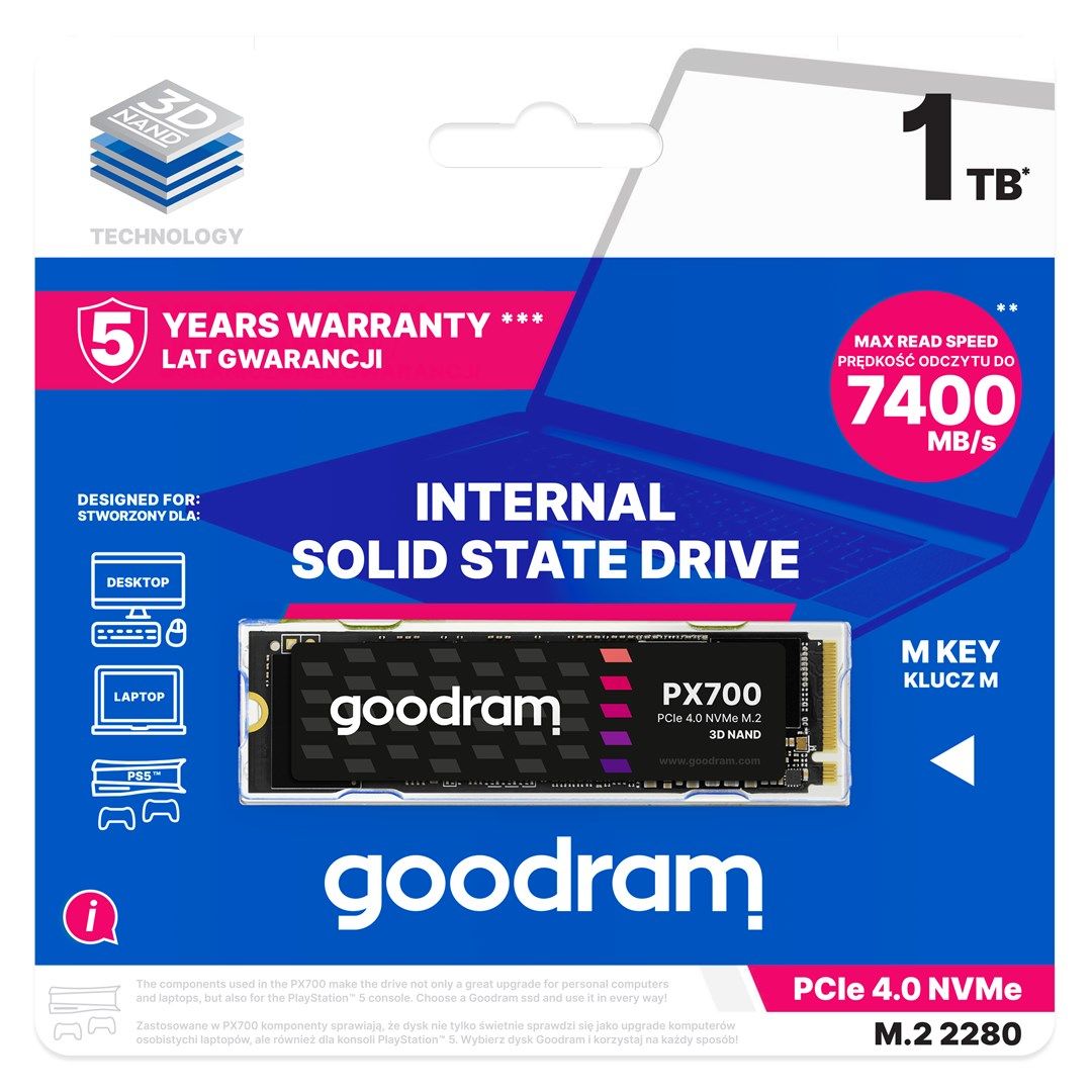 Goodram PX700 SSD SSDPR-PX700-01T-80 internal solid state drive M.2 1.02 TB PCI Express 4.0 3D NAND NVMe_3