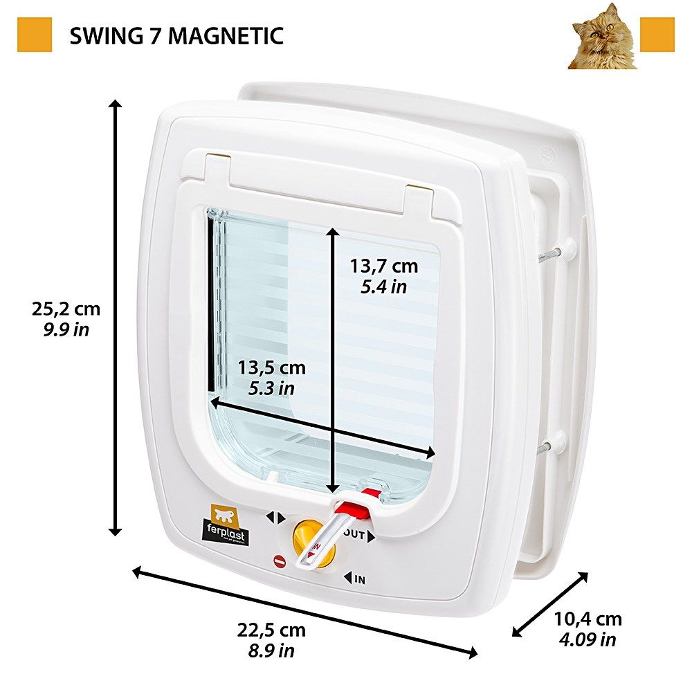 FERPLAST Swing 7 - Door with magnetic lock for small dogs and cats  brown_2