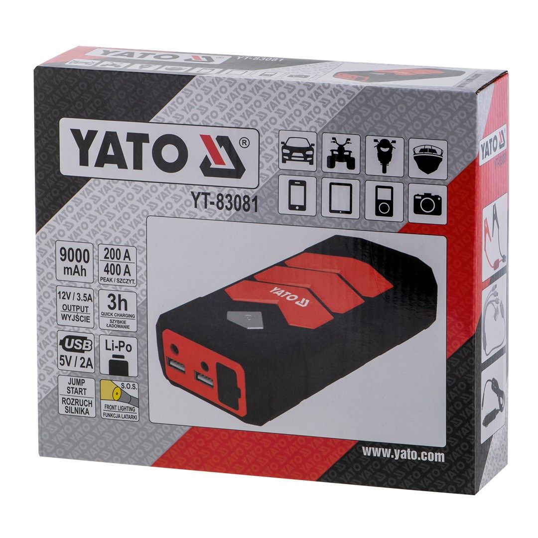 Car jump starter YATO YT-83081 car power bank 9000 mAh 9000 mAh Black  Orange_9