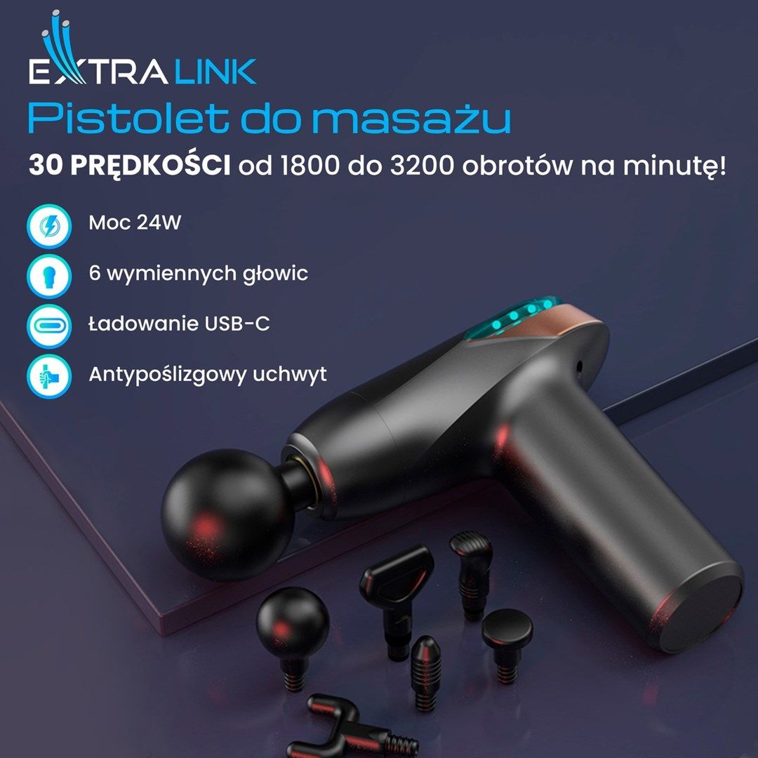 Extralink Massage Gun Lite | Massage gun | 3200 RPM  6 replaceable tips_3