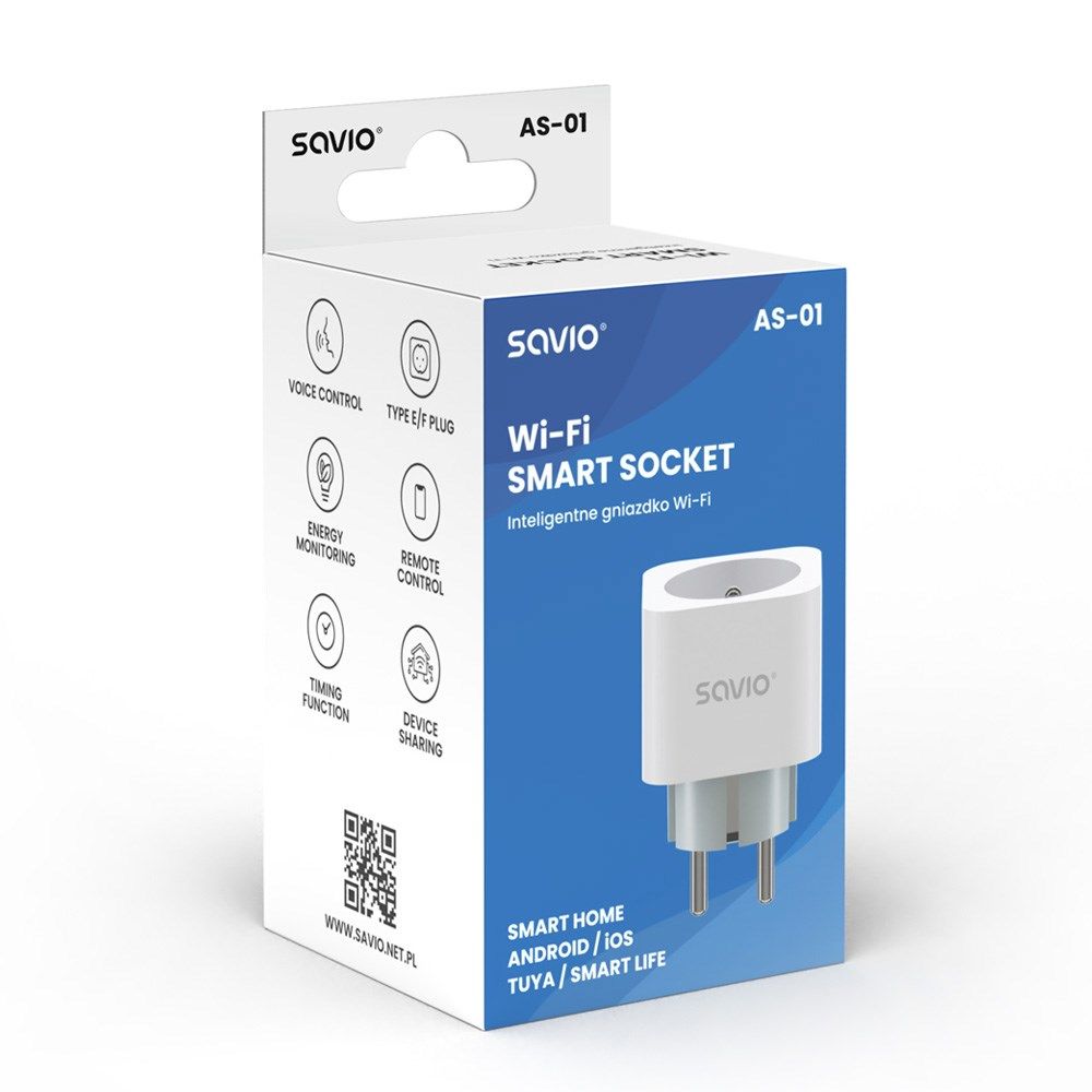 SAVIO WI-FI smart socket  16A  AS-01  White_3