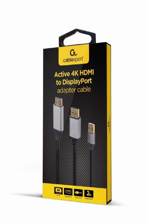 HDMI Male to DisplayPort Male + USB-A Male 4K Adapter Gembird A-HDMIM-DPM-01 Black_3