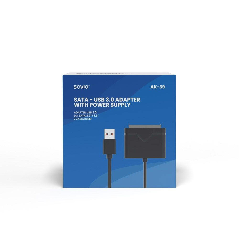 SAVIO AK-39  USB 3.0 - SATA III adapter for 3.5”/2 5  drives with power supply Black_4