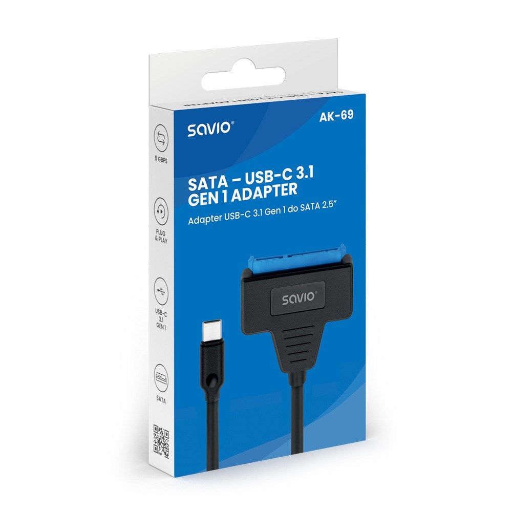 SAVIO AK-69 Adapter USB-C 3.1 Gen 1 (M) - SATA (F) for 2.5  drives_4