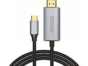 USB-C to HDMI 2.0B cable  2m  silver / black  gold tips  SAVIO CL-171_1