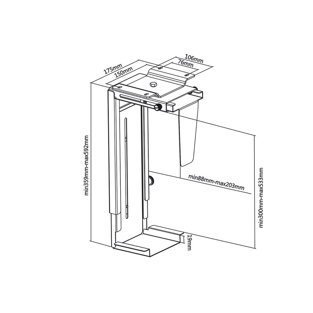 The MC-713 PC Holder Computer Under Desk Table Bracket Support Storage_3