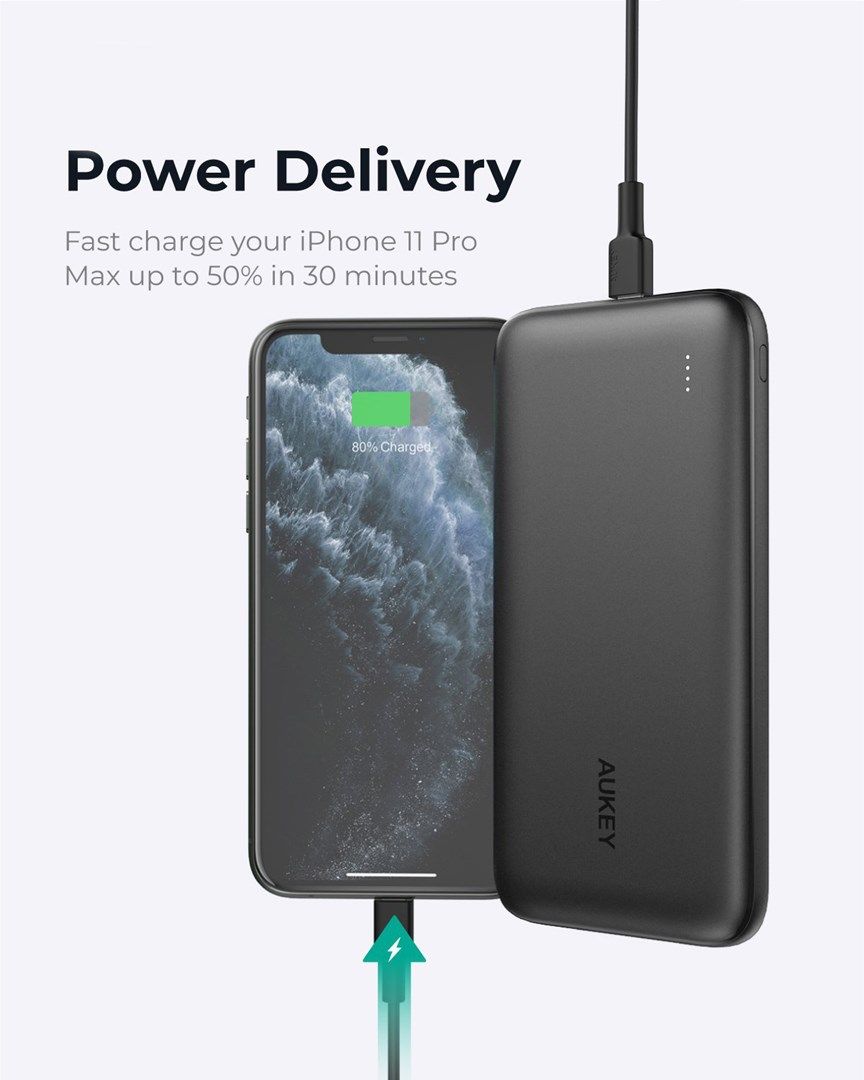 AUKEY PB-N73s Slim Power Bank 10000mAh PD 3.0 QC 3.0 4xUSB 20W Black_2