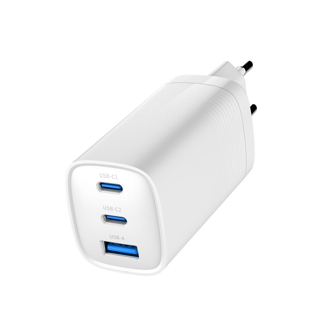 Gembird TA-UC-PDQC65-01-W 3-port 65 W GaN USB PowerDelivery fast charger  white_3