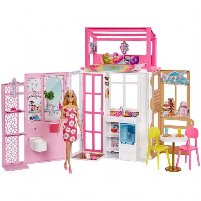 Barbie Compact House + HCD48 MATTEL Doll_9