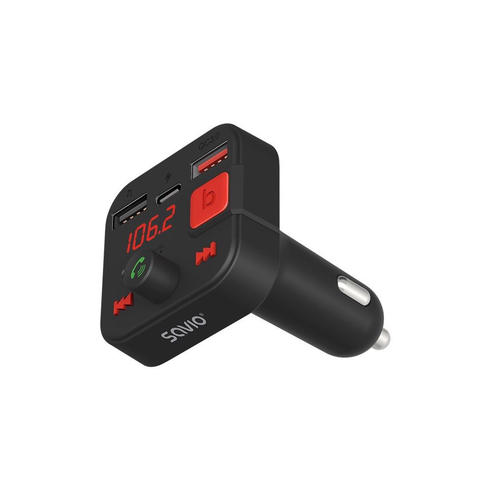 SAVIO FM transmitter  Bluetooth 5.3  QC 3.0 charger  LED display  Bass Boost  TR-15  black_4