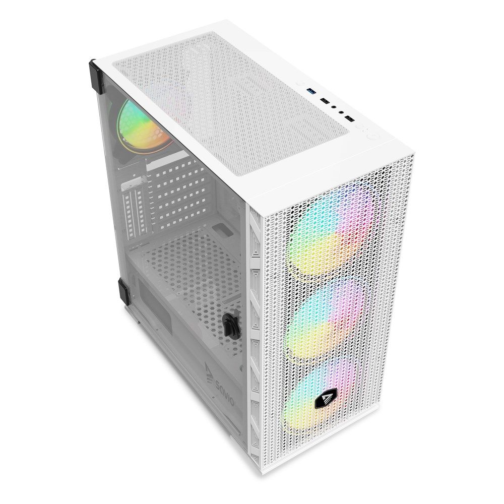 SAVIO Raptor White X1 ARGB Glass/Mesh White Computer Case_5