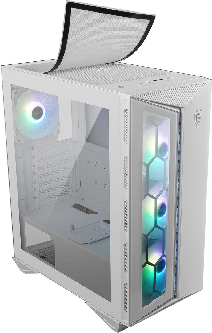 MSI MPG GUNGNIR 110R WHITE Mid Tower Gaming Computer Case 'White  4x 120mm ARGB Fan  1 to 6 ARGB Control board  USB Type-C  Tempered Glass  Center  ATX  mATX  mini-ITX'_12