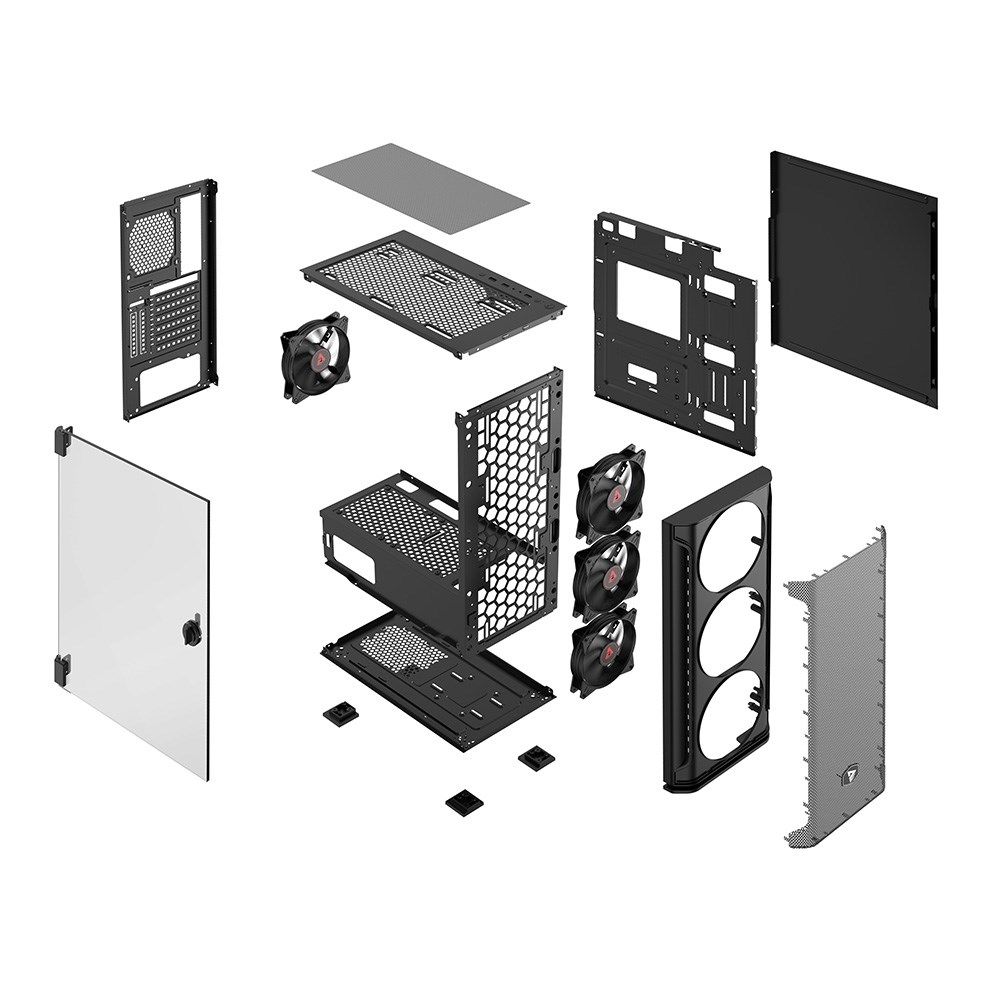 SAVIO Shadow X2 Mesh/Glass Computer Case Black_3