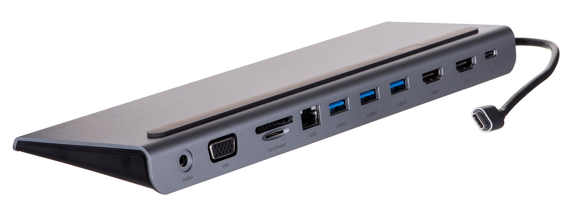 UNITEK HUB USB-C D1022B; USB-A x3  USB-C PD  HDMI x2  VGA  Ethernet RJ45  SD  Micro SD  3.5mm Audio_3