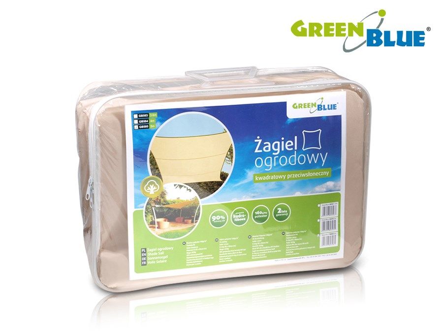 Garden Sail UV Shader Polyester 3.6m Square GreenBlue GB503 Cream Hydrophobic Surface_2