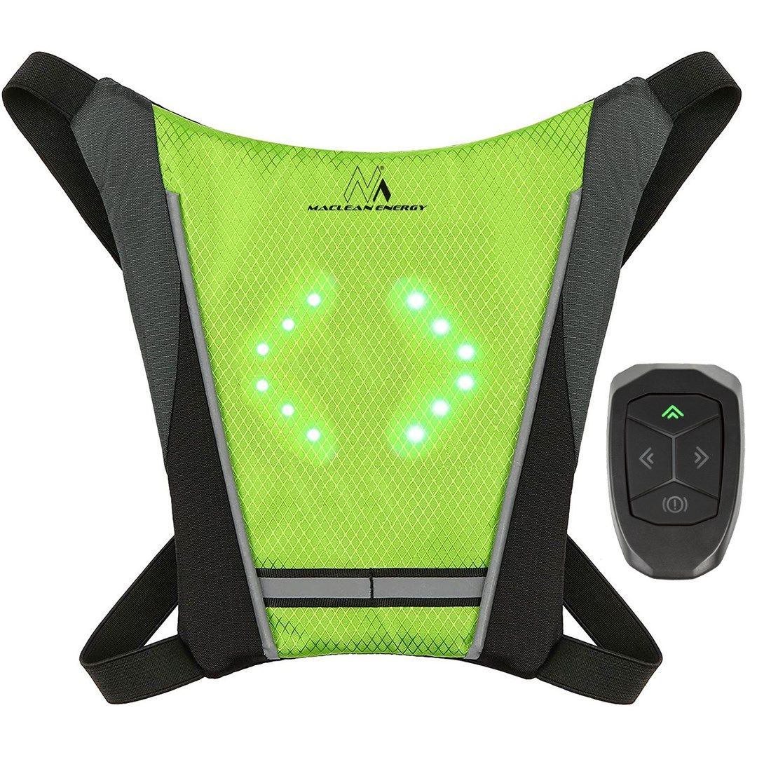 Maclean MCE420 High Visibility Vest Backpack Safety LED Indicator Light USB Rechargeable Remote Control Adjustable Direction Indicators Remote control Running Cycling USB Rechargeable Universal size_8