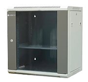 EMITERNET Separate hanging cabinet 19  12U  sheet metal/glass door  600×450×635mm width/depth/height EM/AP6412_1