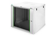 DYNAmic 19  9U rack 600x600 wall-mounted network cabinet  door glass  grey  undivided  folded  60kg