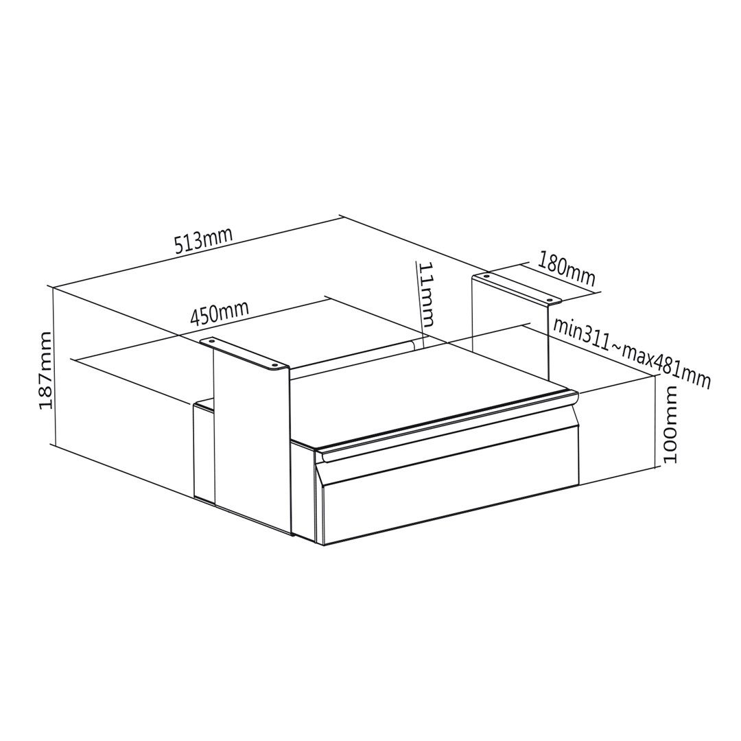 Maclean MC-875 Under Desk Steel Drawer with Shelf Up to Max. 5kg Base Under Table Holder Hanging Drawer with Organiser_4