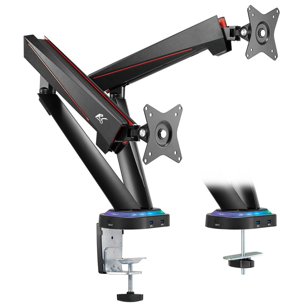 Gaming bracket for 2 LCD monitors NanoRS  17-32   2x 8kg (max 16kg)  vesa 75x75 and 100x100  RS887_16