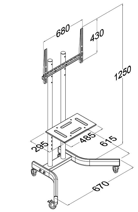 TV trolley stand Maclean  professional  on wheels  max 32-65   max 40kg  MC-739_5