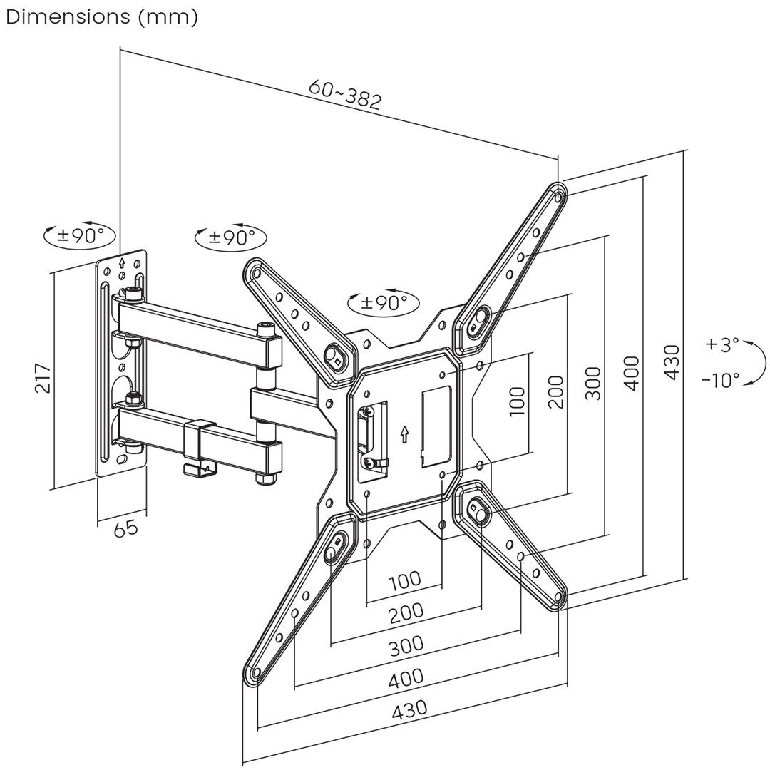 Maclean TV or monitor mount  universal  max VESA 400x400  23-55   30kg  black  MC-701N_11