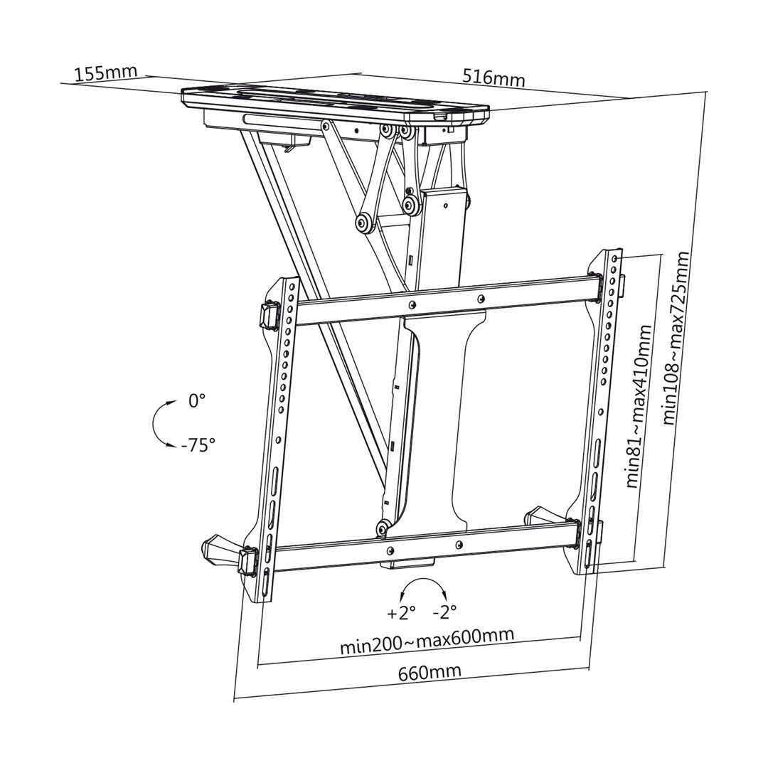 Maclean electric ceiling mount for TV  TUYA support  max VESA 600x400  for sloping walls  remote control  32 -70   35kg  MC-880T_10